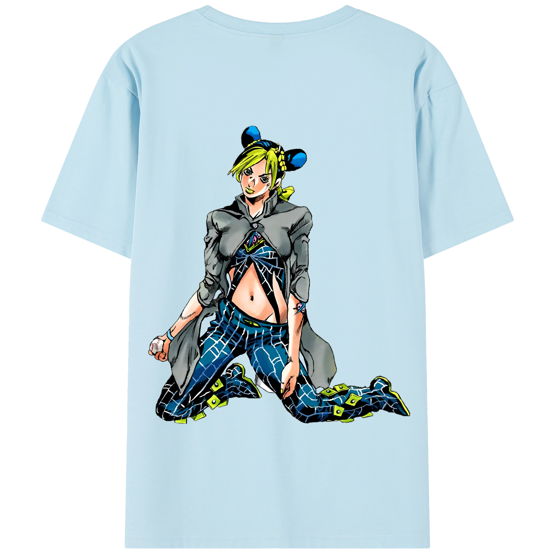 （画像用） "ジョジョの奇妙な冒険 くうじょう ジョリーン JoJo's Bizarre Adventure Jolyne Cujoh " 綿100％半袖Tシャツ（背面プリント）